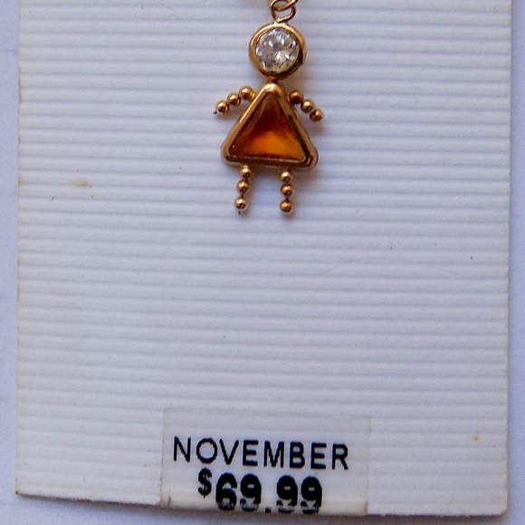 New 14 kt Gold Girl November Birthstone Pendant Charm - Picture 2 of 2